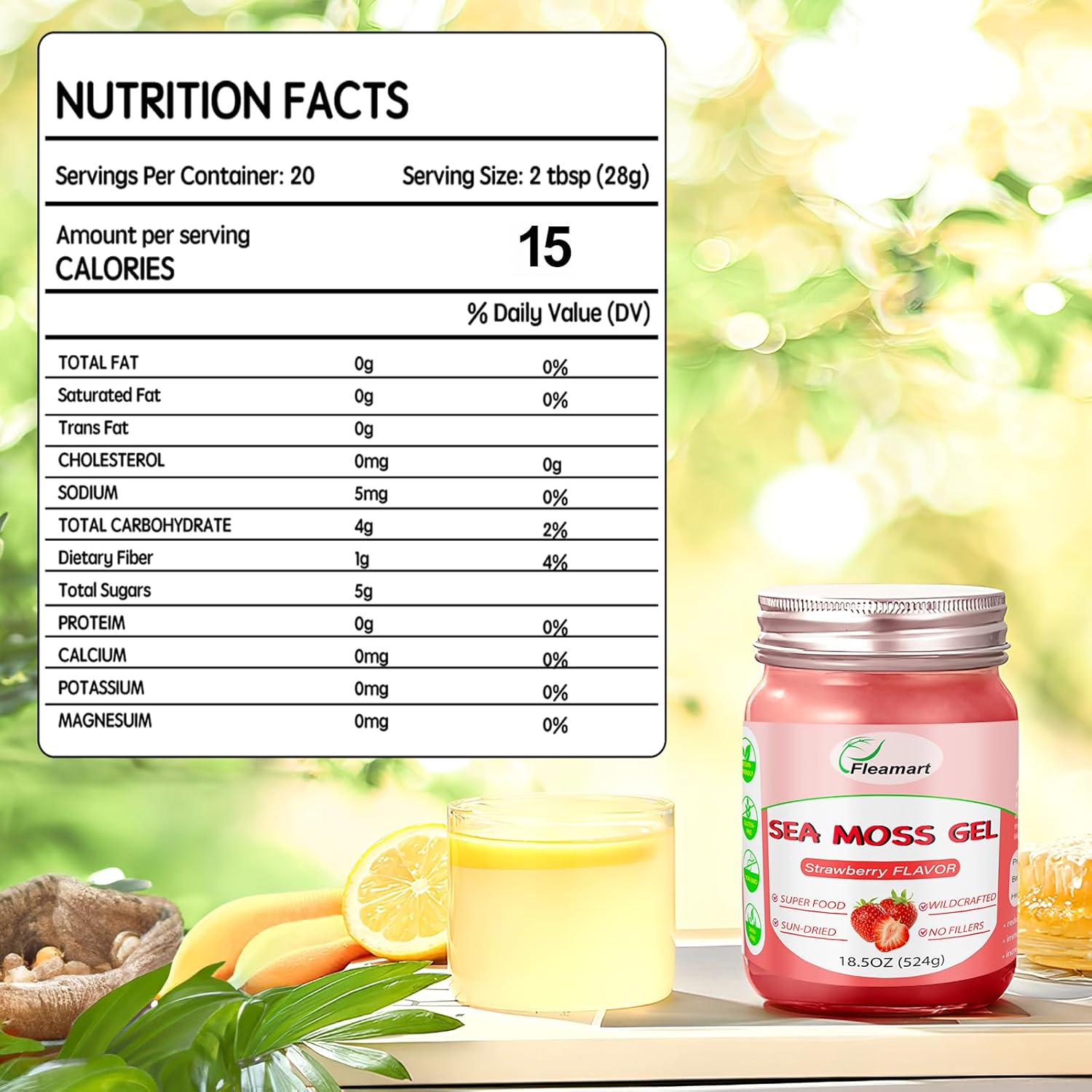 Organic Raw Irish Sea Moss Gel for Immune, Digestive, and Thyroid Support - 18.5OZ Wildcrafted Non-GMO Formula