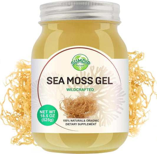 Organic Raw Sea Moss Gel 18.5oz for Immune & Digestive Support - Flavored Irish Seamoss with Vitamins & Minerals