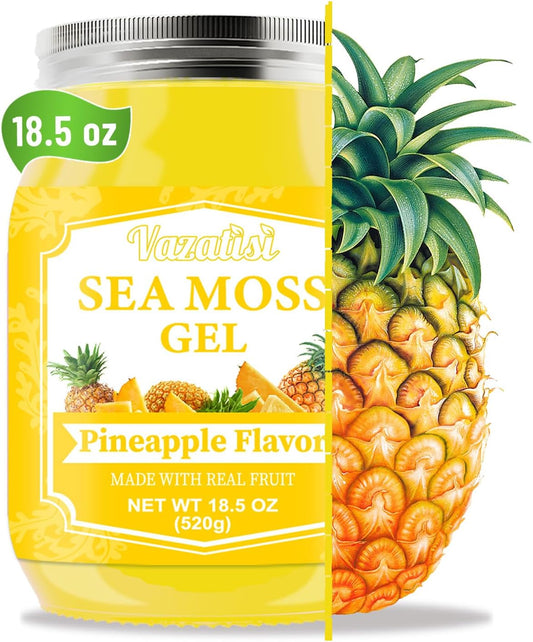 Organic Raw Vegan Pineapple Sea Moss Gel - 18.5 OZ - Hair, Skin, Thyroid & Immune Support - Wildcrafted Irish Sea Moss - Superfood Rich in 102 Vitamins & Minerals
