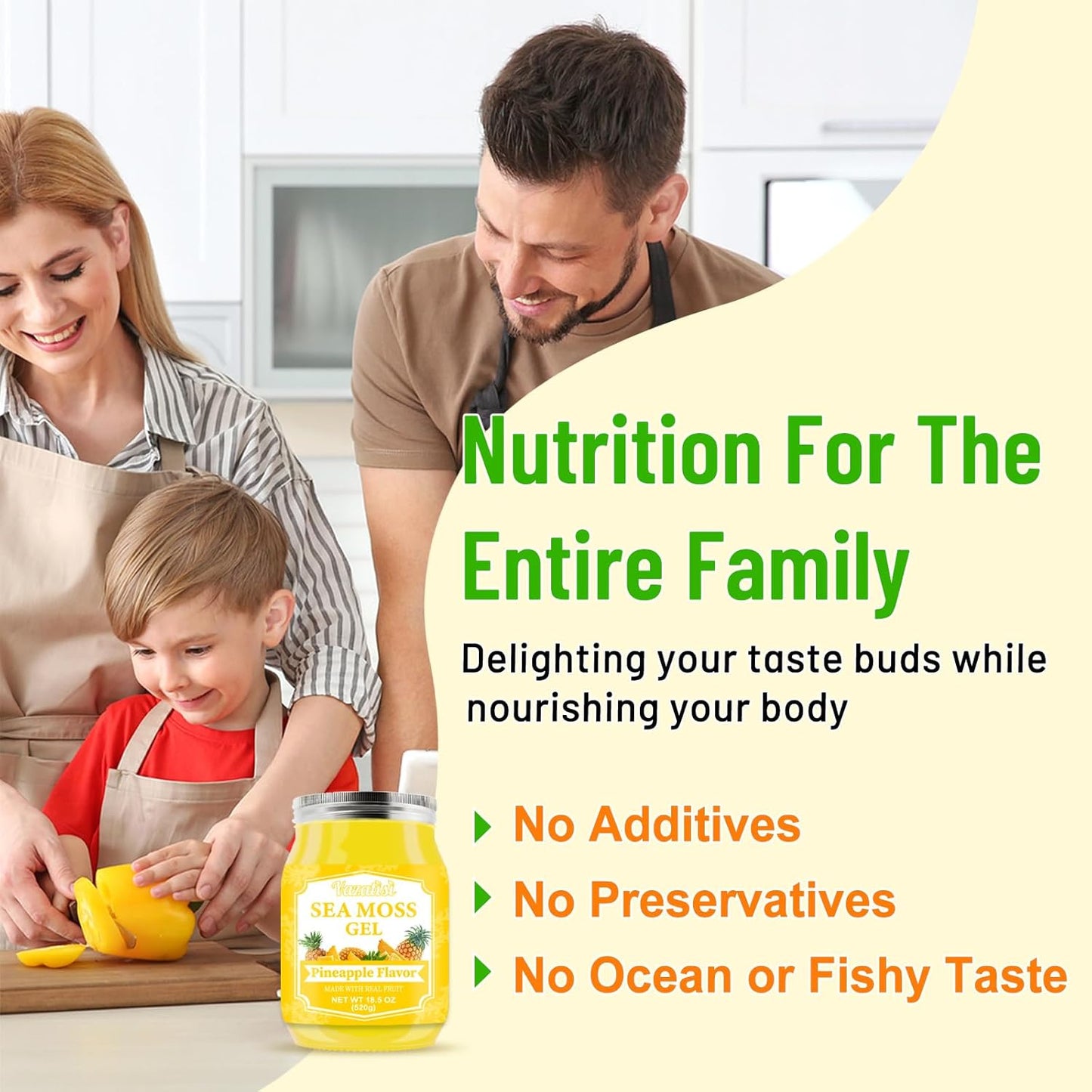 Organic Raw Vegan Pineapple Sea Moss Gel - 18.5 OZ - Hair, Skin, Thyroid & Immune Support - Wildcrafted Irish Sea Moss - Superfood Rich in 102 Vitamins & Minerals