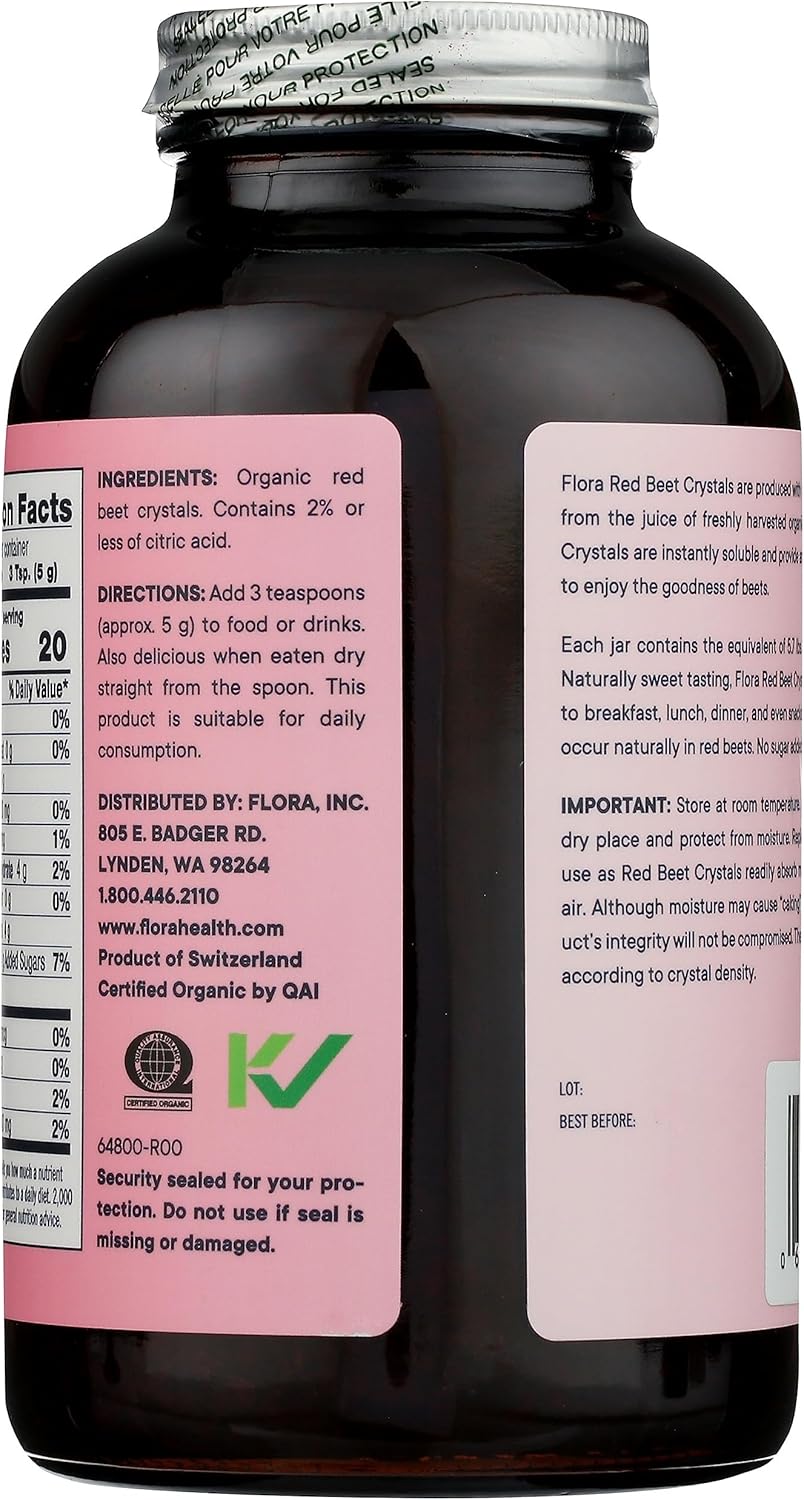 Organic Red Beet Crystals Powder - Nitric Oxide Booster, Energizing Superfood, Vegan, Equivalent to 5.5 lbs. of Red Beets, Freshly Harvested