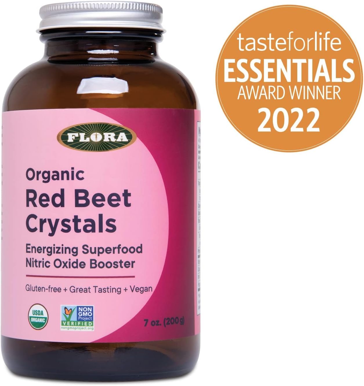 Organic Red Beet Crystals Powder - Nitric Oxide Booster, Energizing Superfood, Vegan, Equivalent to 5.5 lbs. of Red Beets, Freshly Harvested