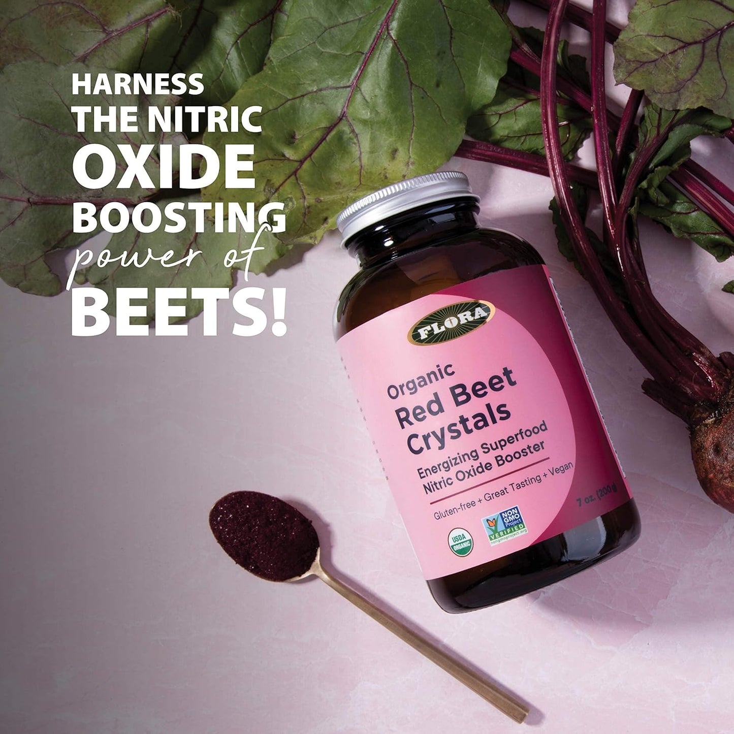 Organic Red Beet Crystals Powder - Nitric Oxide Booster, Energizing Superfood, Vegan, Equivalent to 5.5 lbs. of Red Beets, Freshly Harvested