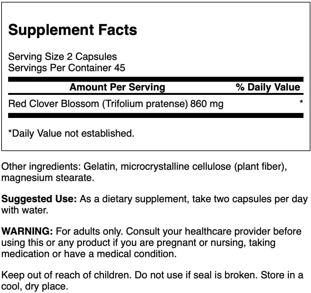 Organic Red Clover Blossom Capsules - 430mg, 90 Count by Swanson
