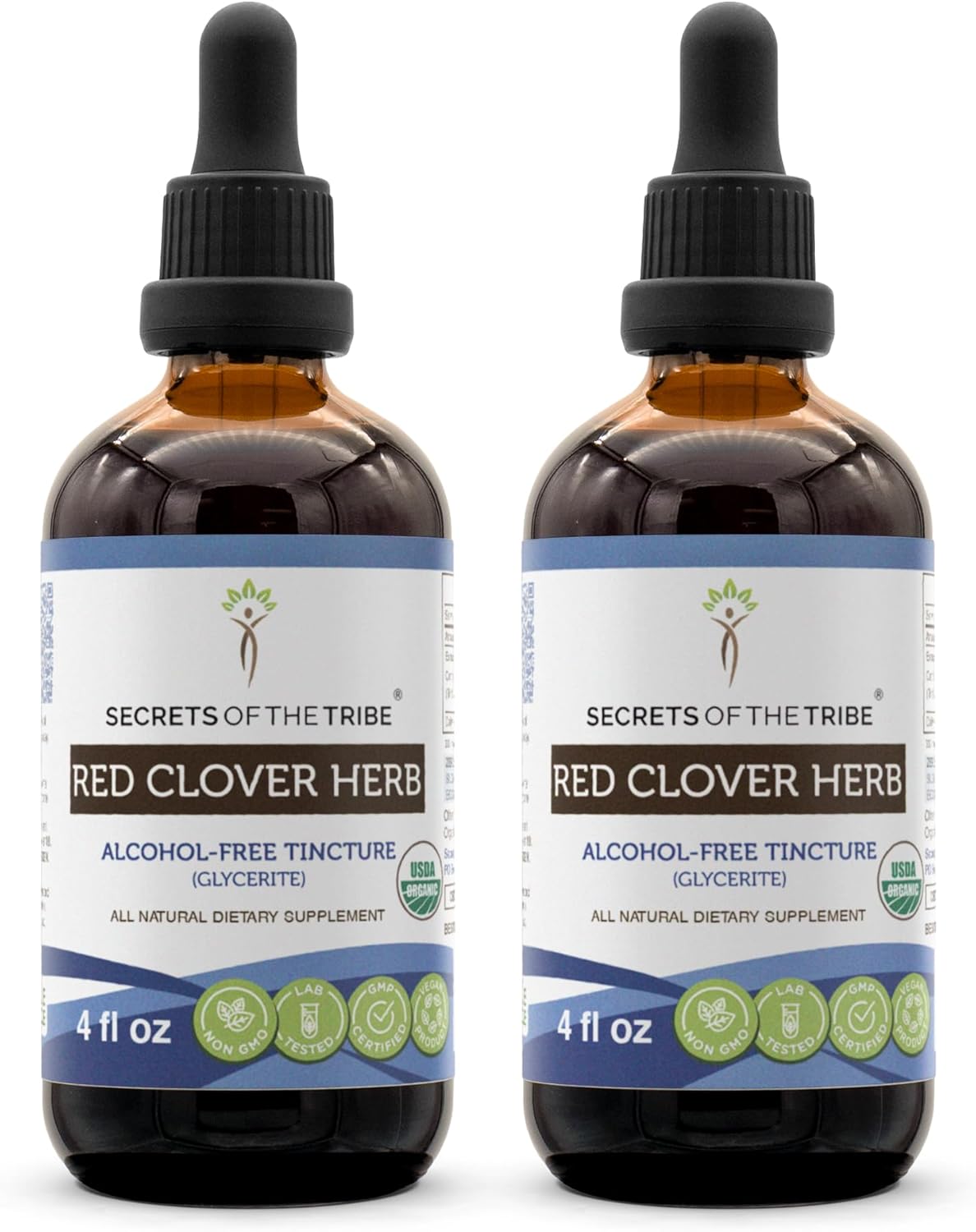 Organic Red Clover Herb Tincture | Alcohol-Free Extract, High-Potency Drops | 100% Certified USDA Organic (Trifolium Pratense) - 2x4 oz
