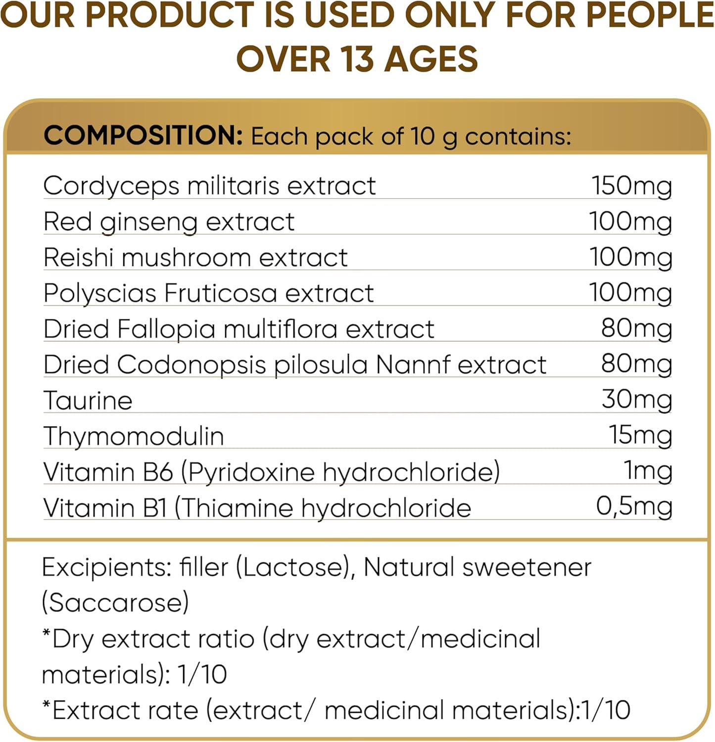 Organic Red Ginseng and Cordyceps Powder - 6 in 1 Herbal Extract for Alertness and Energy, Caffeine Free (30 Pack)