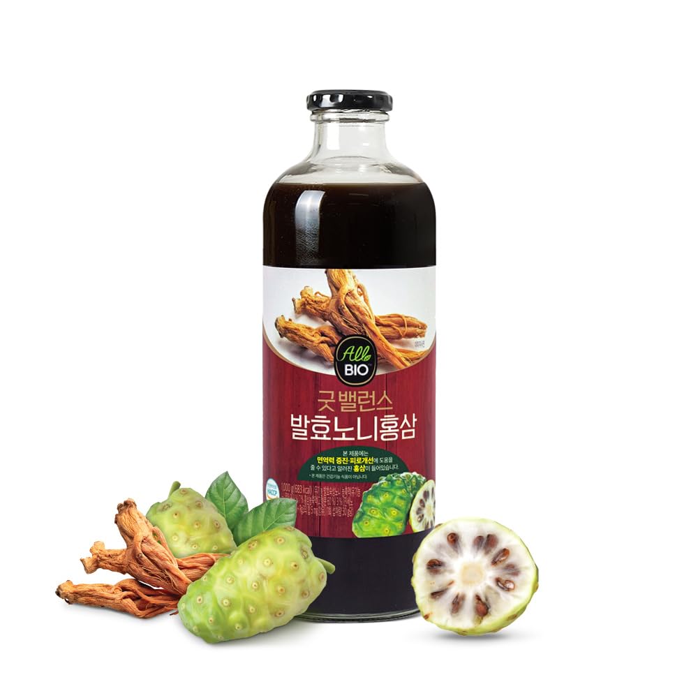 Organic Red Ginseng Infused Fermented Noni Juice by ALLBIO - 33.8 fl oz (1L)