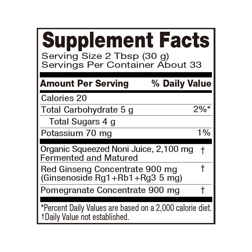 Organic Red Ginseng Infused Fermented Noni Juice by ALLBIO - 33.8 fl oz (1L)