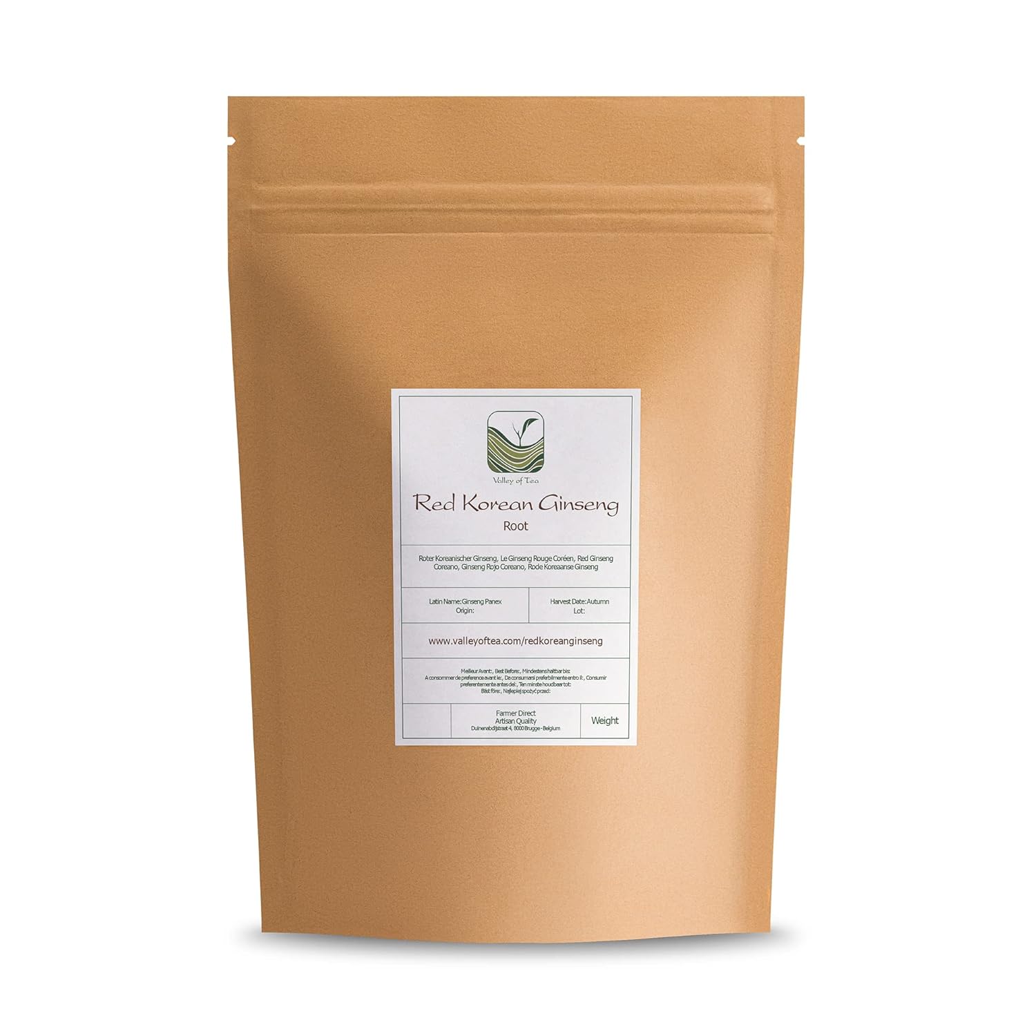 Organic Red Korean Ginseng Tea - High-Quality Asian Panax Ginseng from the Valley of Tea (20g)