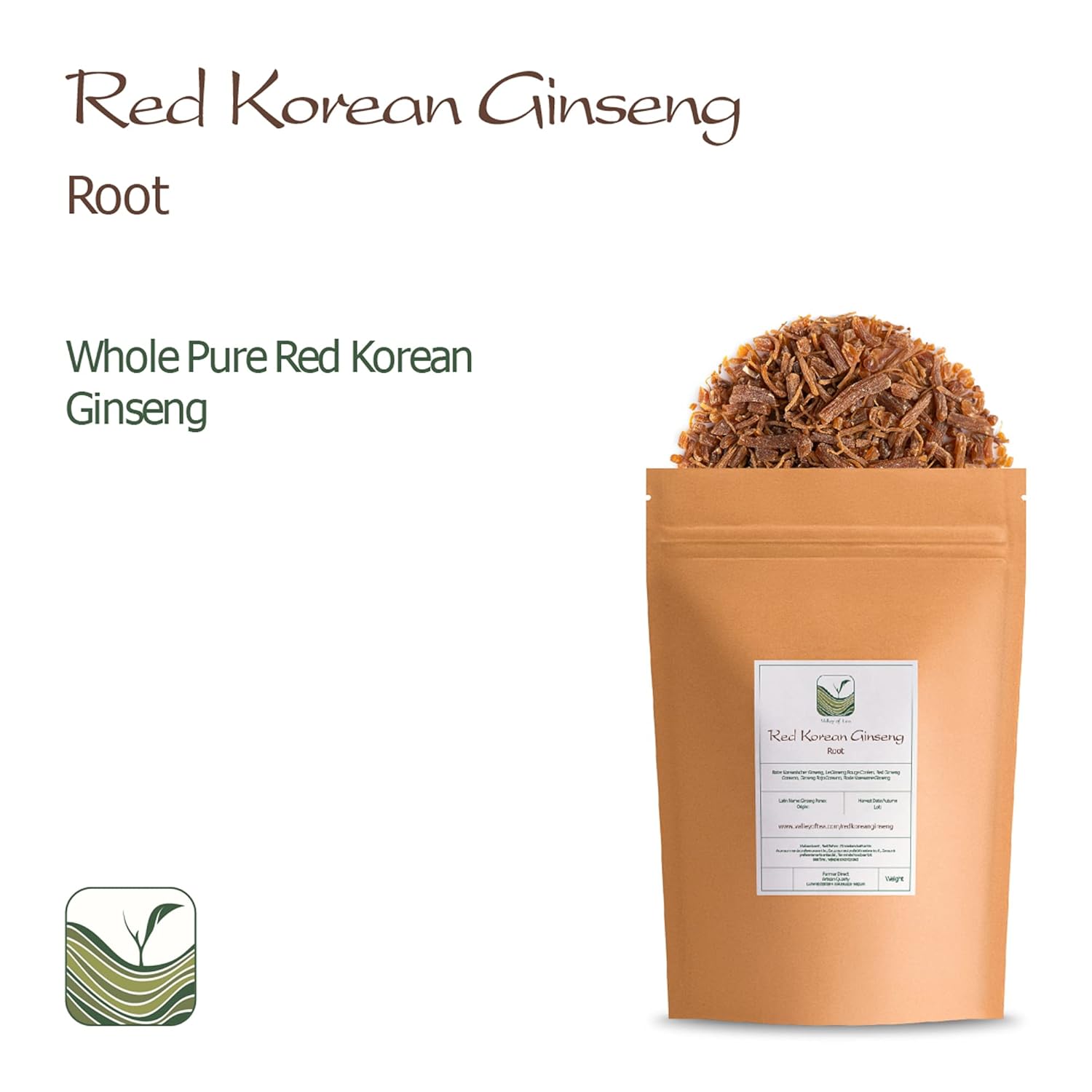 Organic Red Korean Ginseng Tea - High-Quality Asian Panax Ginseng from the Valley of Tea (20g)