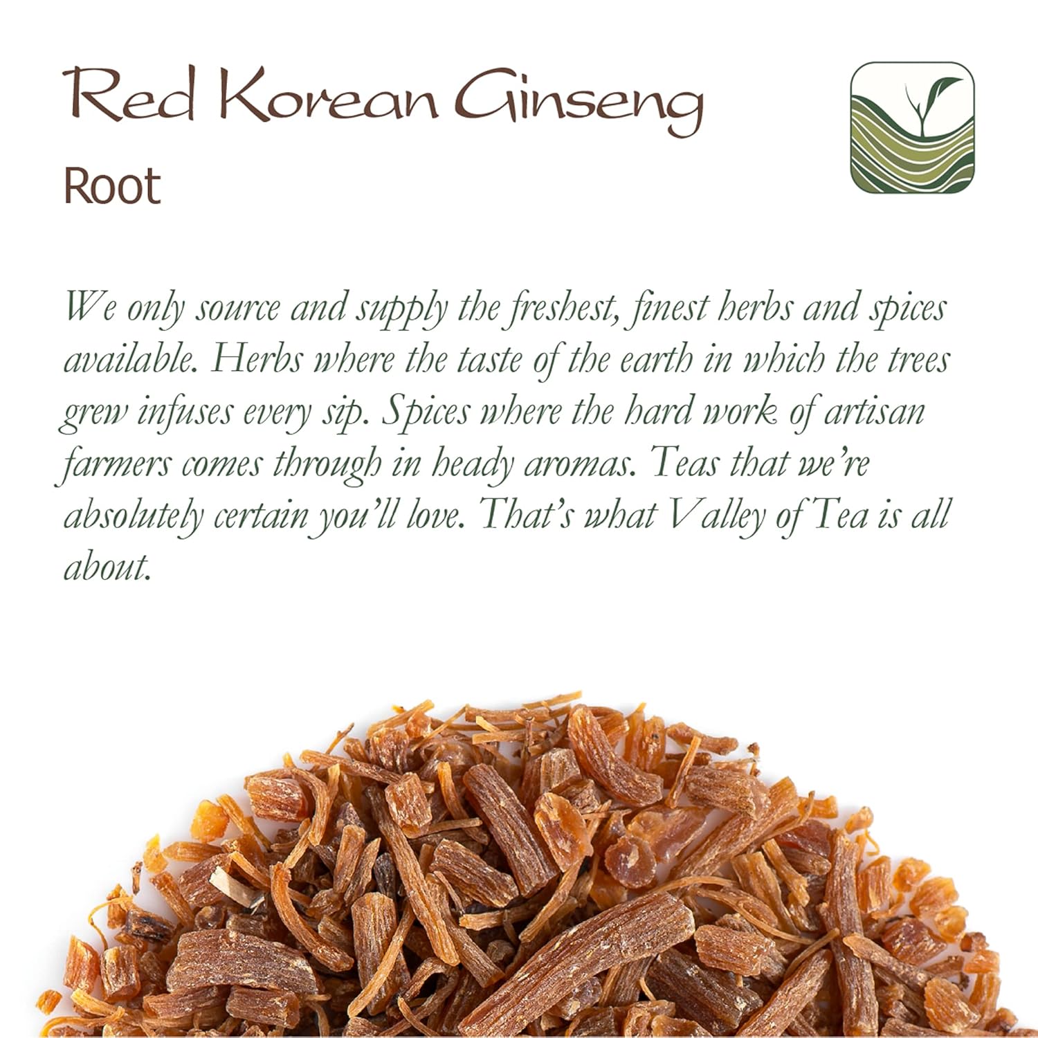 Organic Red Korean Ginseng Tea - High-Quality Asian Panax Ginseng from the Valley of Tea (20g)