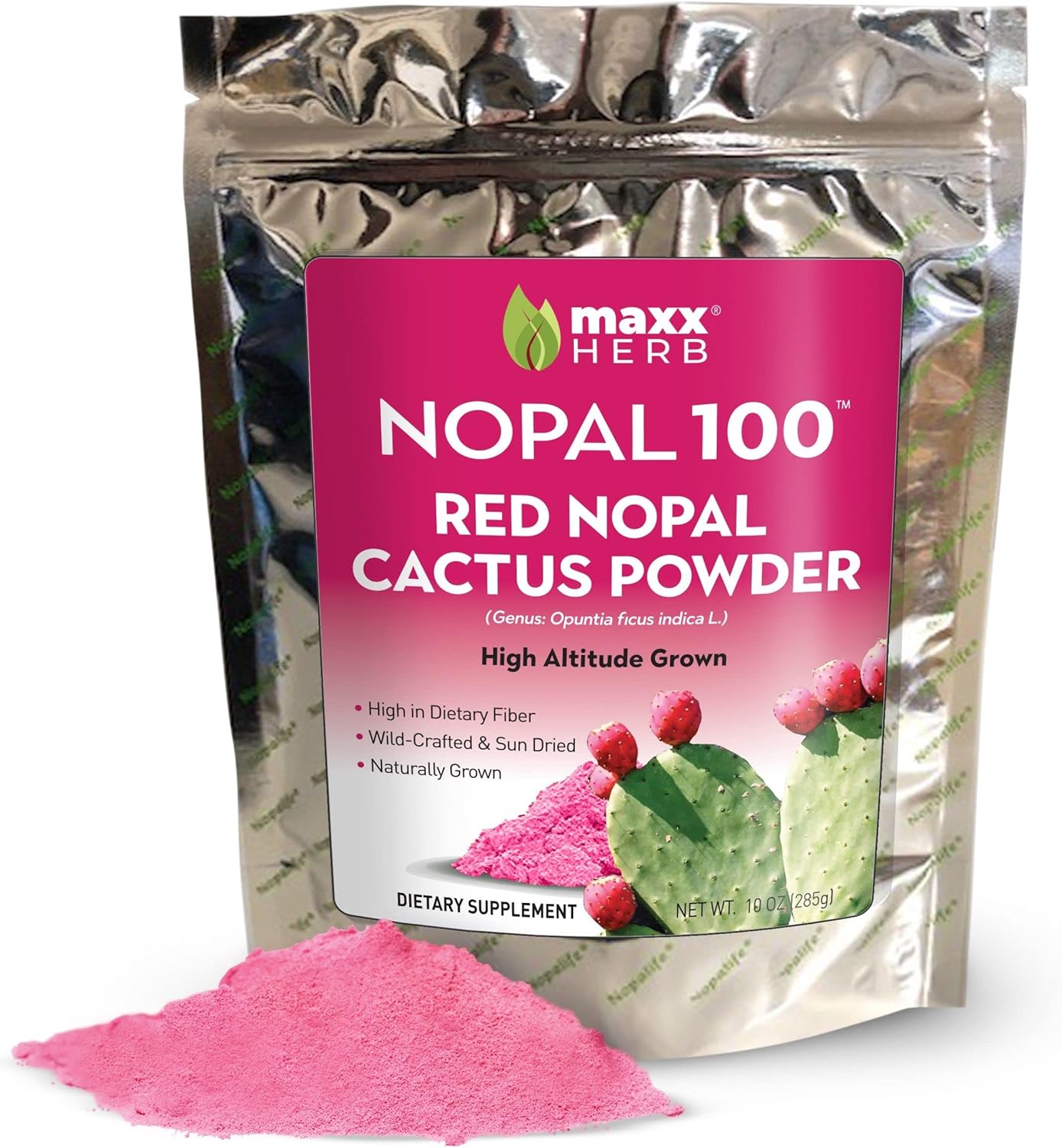 Organic Red Nopal Cactus Powder - Prickly Pear for Digestion & Immune Support - High Fiber, Vegan, Non-GMO, Gluten Free - 10 Oz Bag (28 Servings)
