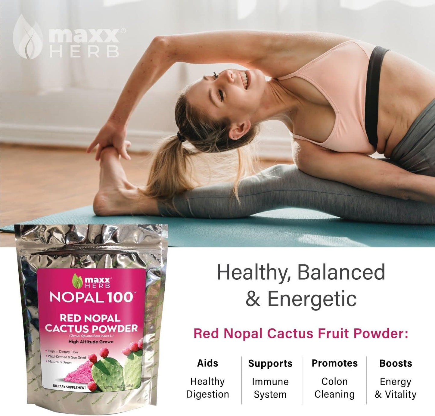 Organic Red Nopal Cactus Powder - Prickly Pear for Digestion & Immune Support - High Fiber, Vegan, Non-GMO, Gluten Free - 10 Oz Bag (28 Servings)