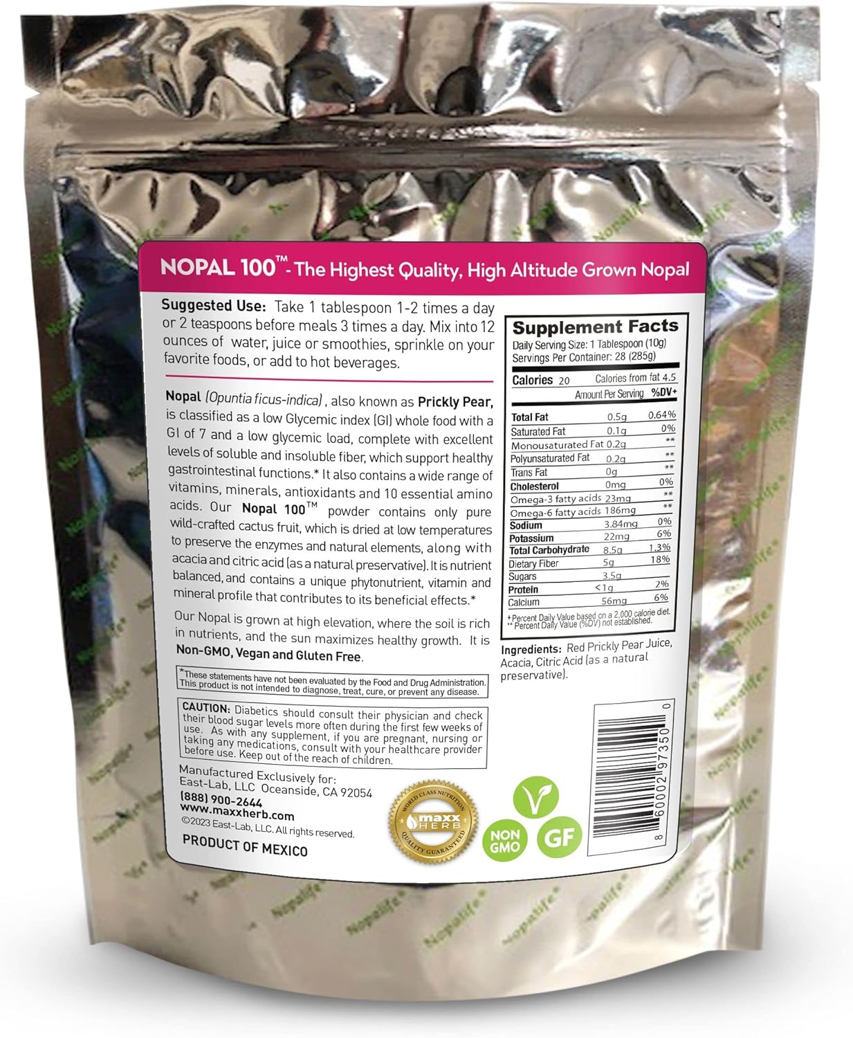 Organic Red Nopal Cactus Powder - Prickly Pear for Digestion & Immune Support - High Fiber, Vegan, Non-GMO, Gluten Free - 10 Oz Bag (28 Servings)