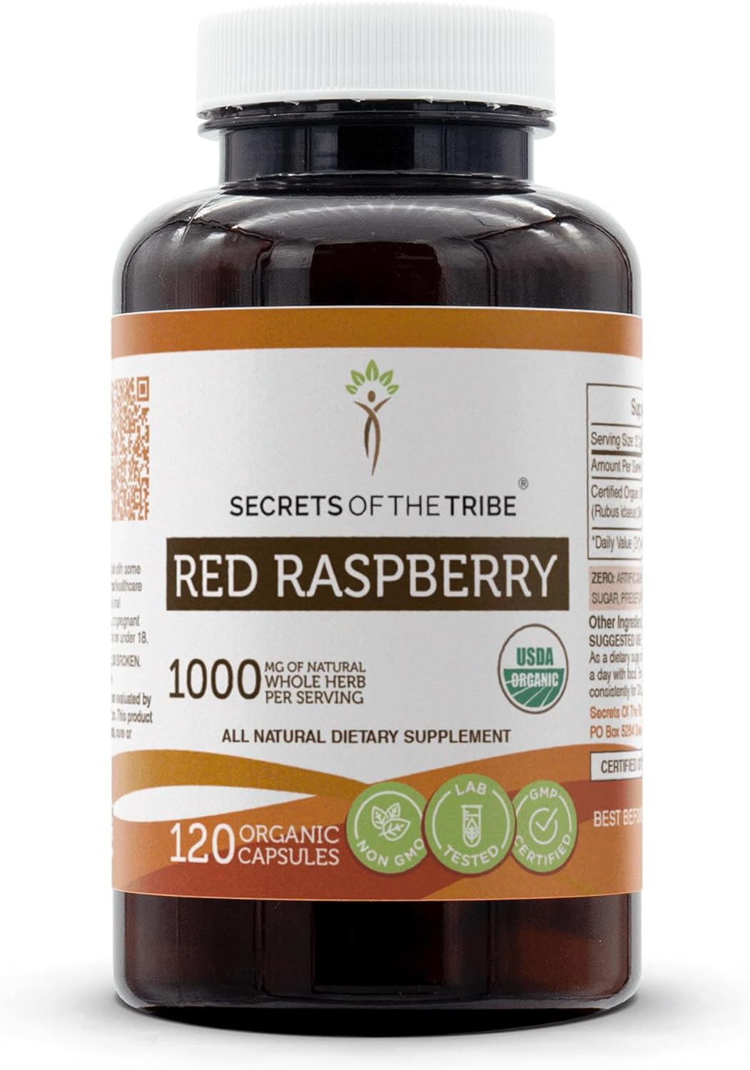Organic Red Raspberry Capsules - 120 Capsules | Made with Vegetarian Capsules and Dried Organic Red Raspberry Leaf