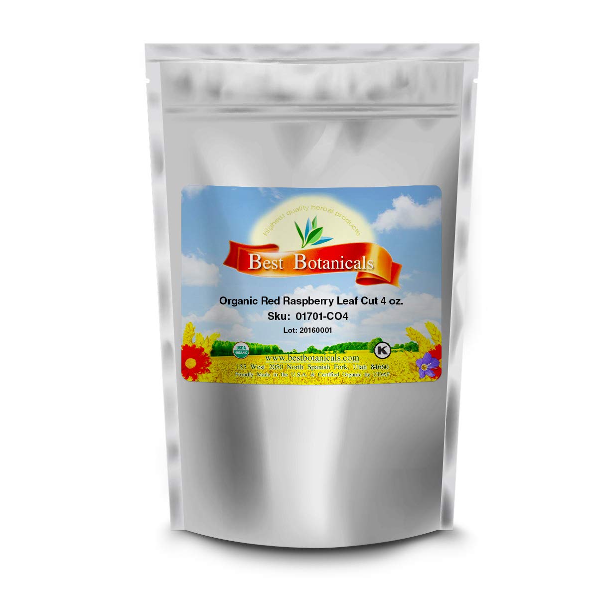 Organic Red Raspberry Leaf Cut - High Quality Botanicals - 4 oz.