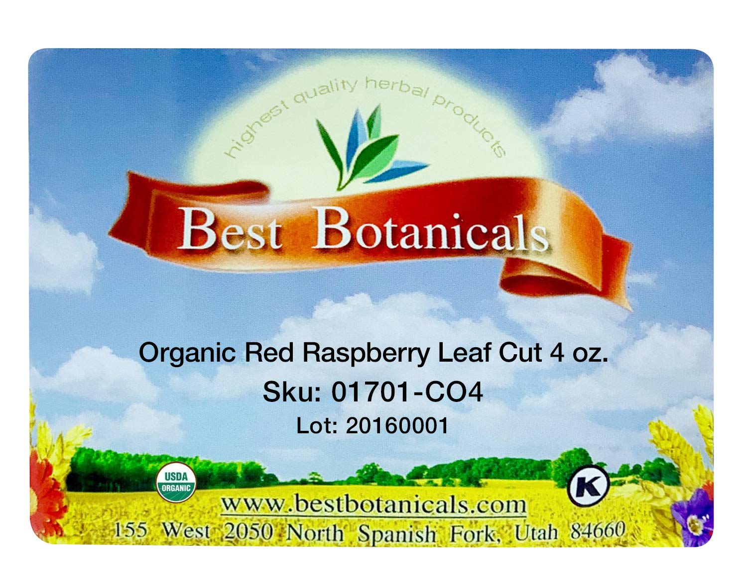 Organic Red Raspberry Leaf Cut - High Quality Botanicals - 4 oz.