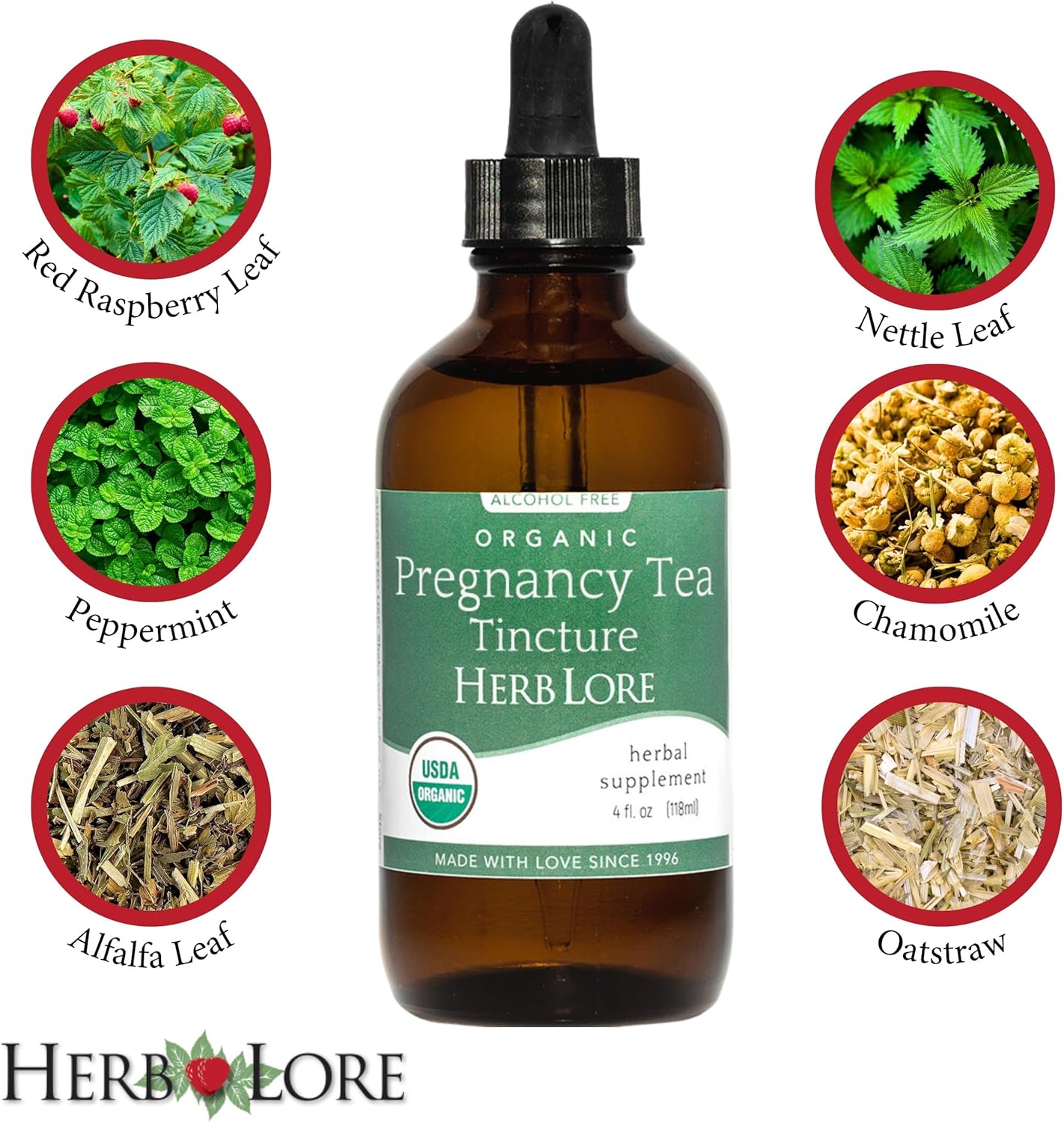 Organic Red Raspberry Leaf Pregnancy Tea Tincture - Supports First, Second and Third Trimesters, Labor Preparation and Postpartum Period