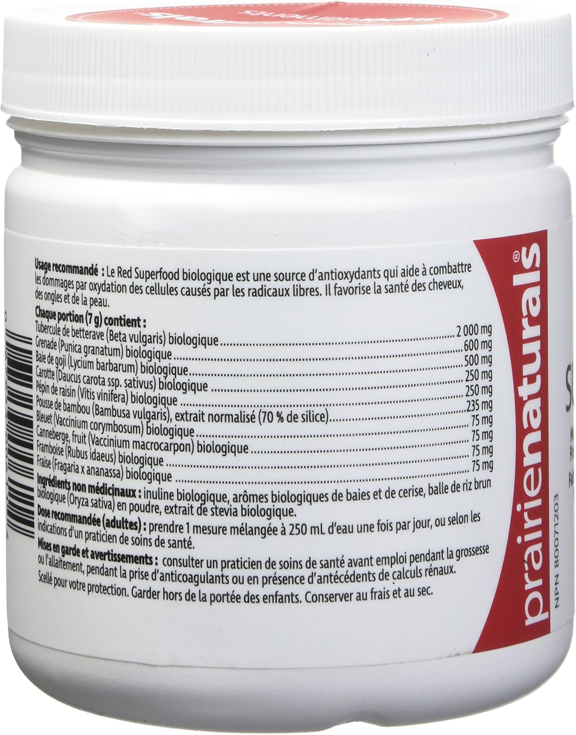 Organic Red Superfood Powder by Prairie Naturals - 7.4 Ounces