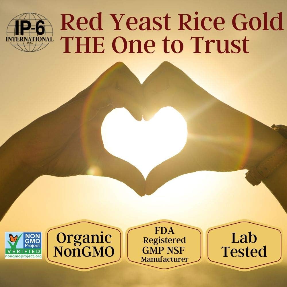Organic Red Yeast Rice Gold - 600 mg - IP6 International - 120 Veg Capsules