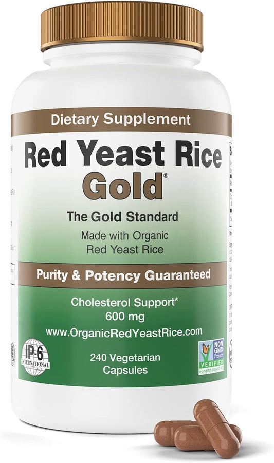 Organic Red Yeast Rice Gold Capsules - IP6 International - 240 Count - 600 mg