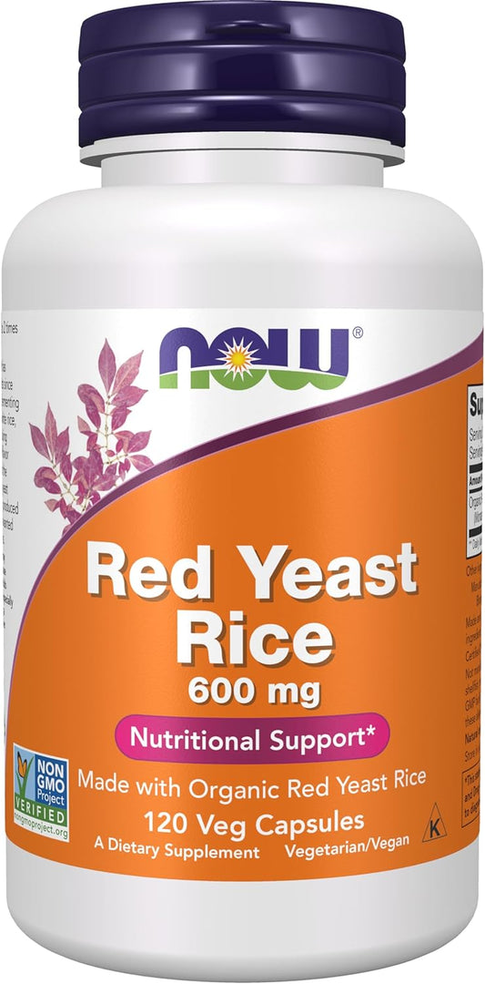 Organic Red Yeast Rice Supplements 600 mg, 120 Veg Capsules by NOW Foods