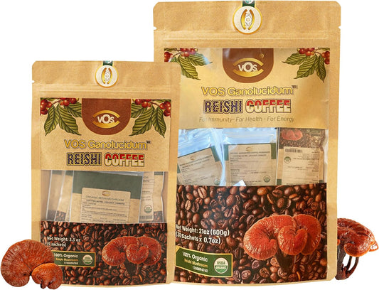 Organic Reishi Coffee Combo Pack: 30 & 10 Sachets, Energy and Immune Support, Mushroom Supplement