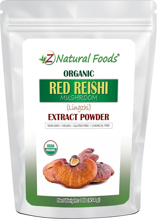 Organic Reishi Mushroom Extract Powder - 1 lb - Premium Concentrated Extract for Immune Health Support, Energize Your Morning with Coffee and Tea