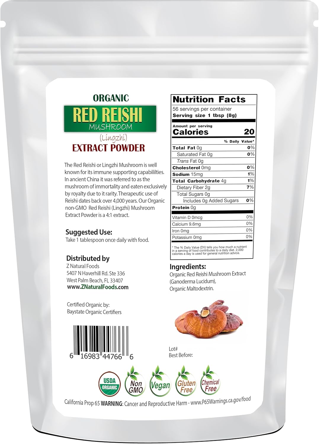 Organic Reishi Mushroom Extract Powder - 1 lb - Premium Concentrated Extract for Immune Health Support, Energize Your Morning with Coffee and Tea