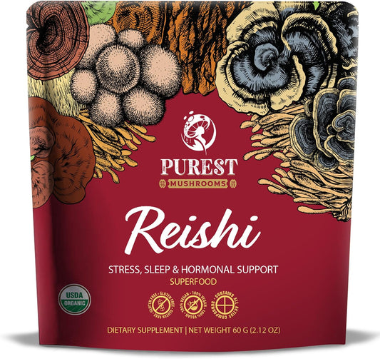 Organic Reishi Mushroom Extract Powder for Immune Support, Stress Relief, Better Sleep - 60g - BoostGo Australia