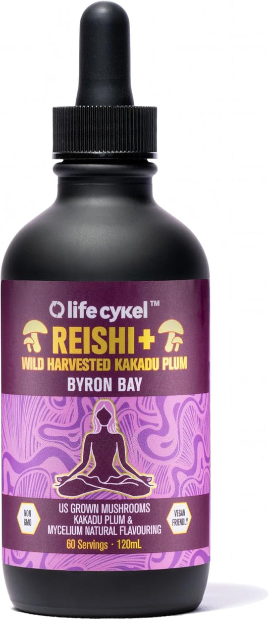 Organic Reishi Mushroom Extract with Kakadu Plum - Immune & Sleep Support Supplement - Vitamin-C Rich Adaptogen Drops - 4 Fl Oz