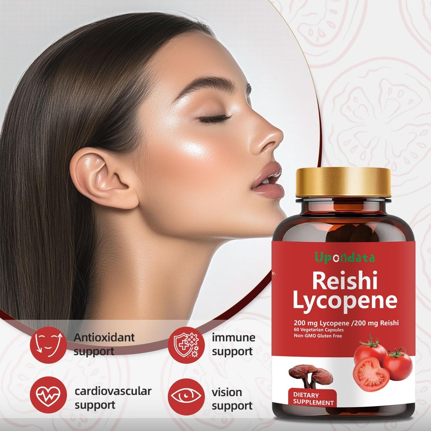 Organic Reishi Mushroom & Lycopene Capsules 200mg - Prostate Health & Immune Support - Gluten-Free, Non-GMO - 120 Capsules