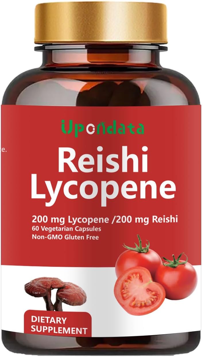 Organic Reishi Mushroom & Lycopene Capsules 200mg - Prostate Health & Immune Support - Gluten-Free, Non-GMO - 120 Capsules