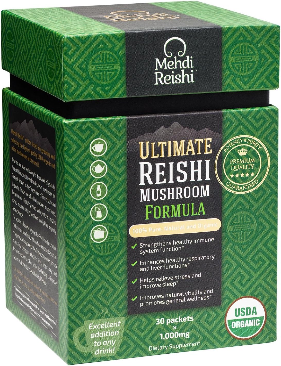 Organic Reishi Mushroom Powder with High Potency Triterpenes and Beta-Glucans - 30 Servings of Premium Ganoderma Lucidum and Lingzhi Formula from Mehdi Reishi