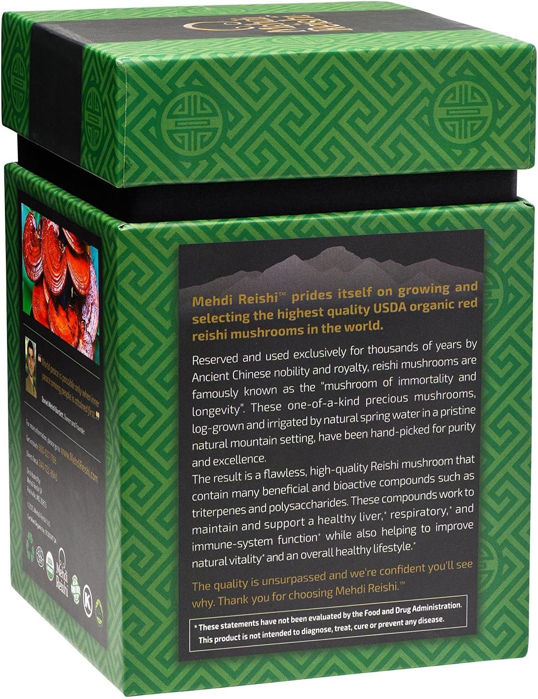 Organic Reishi Mushroom Powder with High Potency Triterpenes and Beta-Glucans - 30 Servings of Premium Ganoderma Lucidum and Lingzhi Formula from Mehdi Reishi