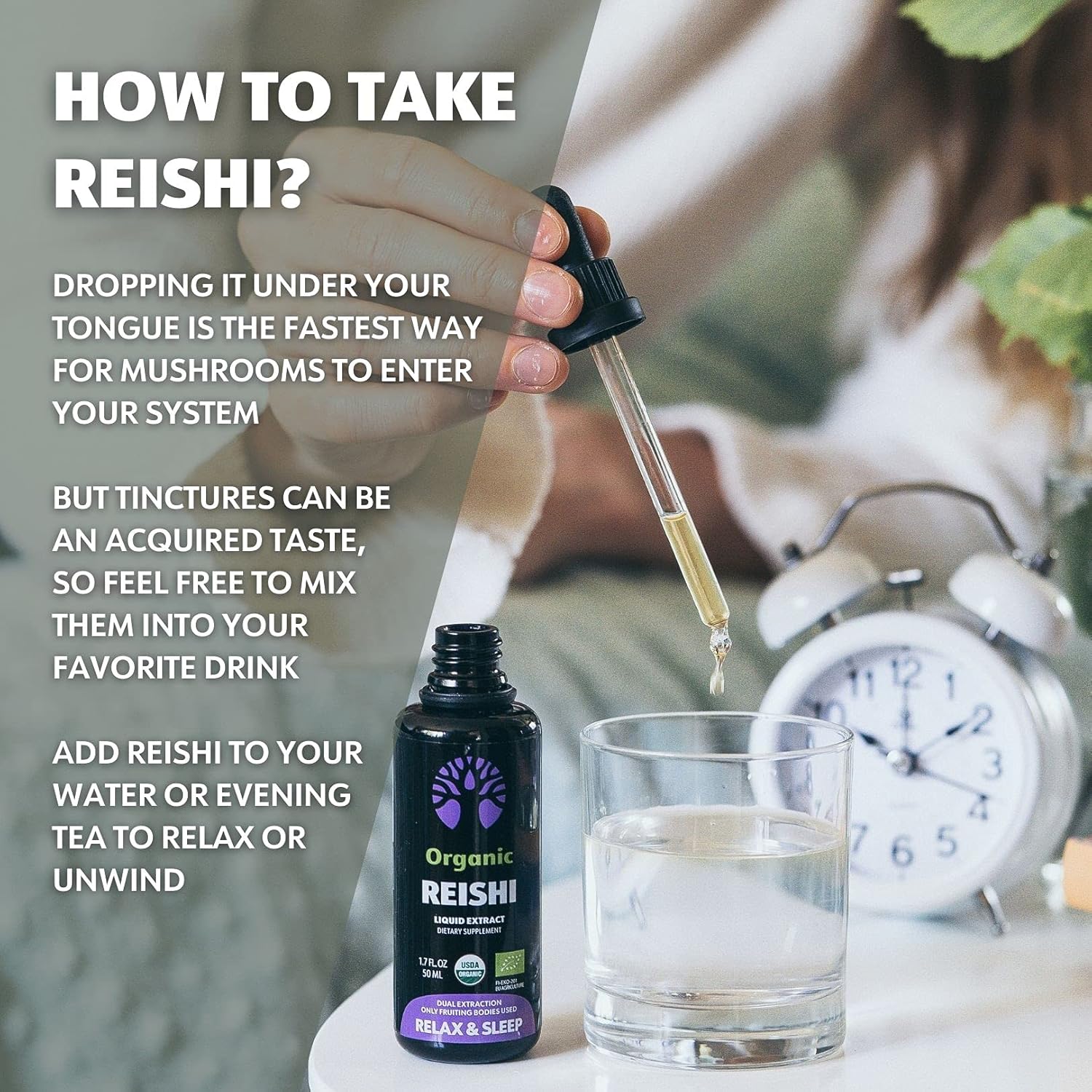 Organic Reishi Mushroom Supplement - 50 Servings of Fruiting Bodies for Sleep and Immune Support