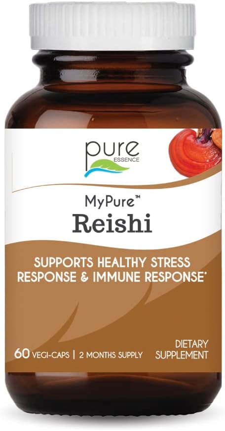 Organic Reishi Mushroom Supplement for Immune Support and Energy - 100% Real Extract (60 Capsules) by PURE ESSENCE LABS