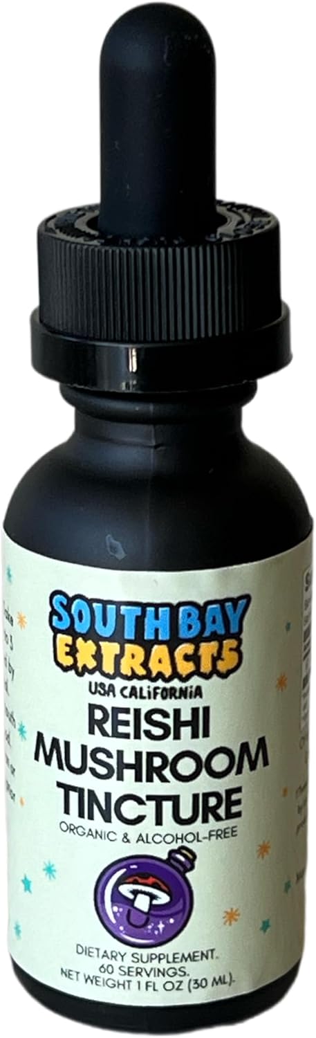 Organic Reishi Mushroom Tincture Drops for Stress Relief - Alcohol-Free Liquid Elixir for Relaxation - Vegan and Non-GMO - Promotes Natural Calmness from South Bay Extracts