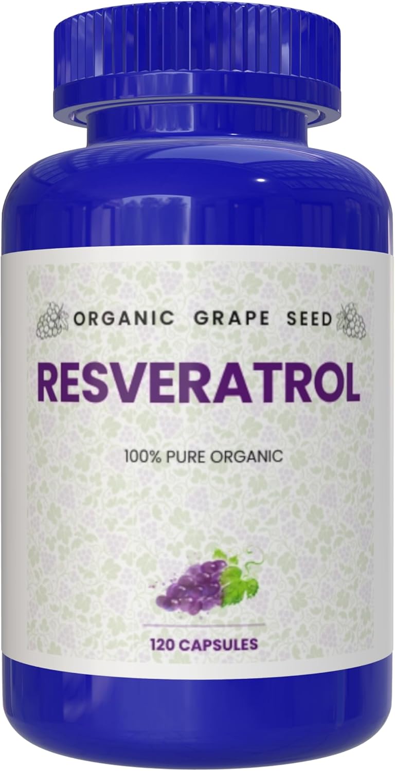 Organic Resveratrol Capsules - 100% Pure Antioxidants for Anti-Aging & Cardiovascular Health - 120 Caps - Immune Boost & Mental Clarity - AZ BIOTECH