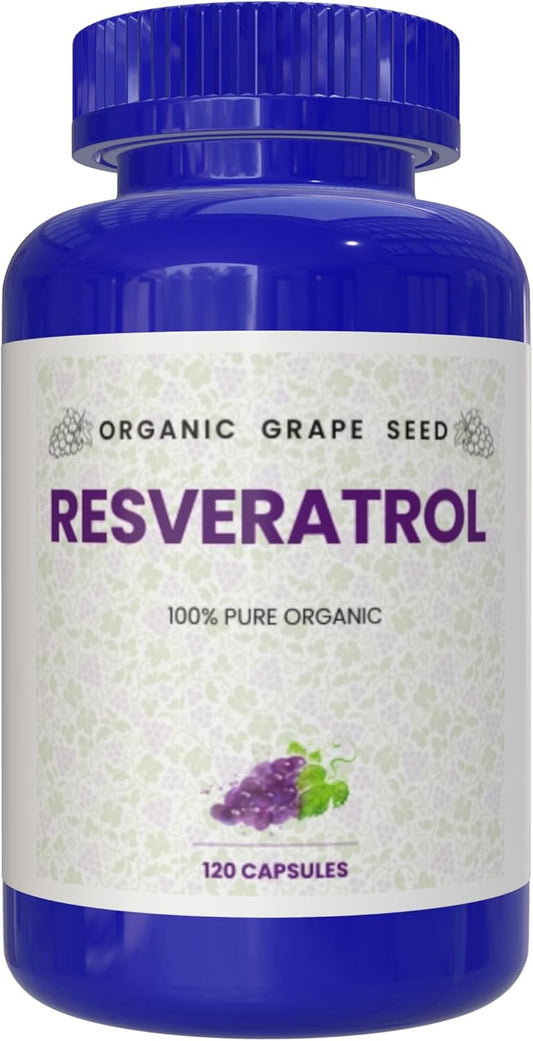 Organic Resveratrol Capsules - 100% Pure Antioxidants for Anti-Aging & Cardiovascular Health - 120 Caps - Immune Boost & Mental Clarity - AZ BIOTECH