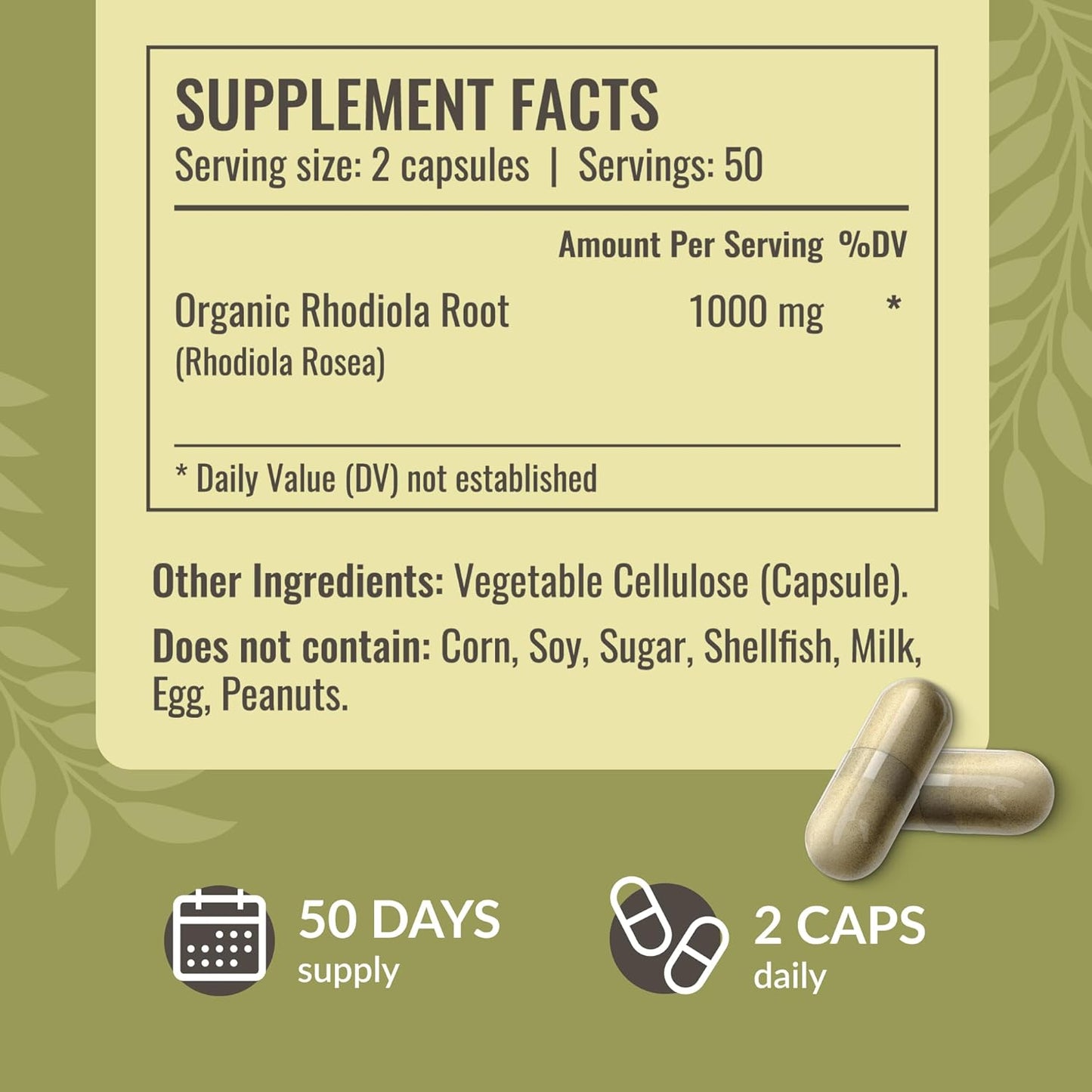 Organic Rhodiola Rosea and Ashwagandha Capsule Bundle - 1000mg Rhodiola Rosea & 1500mg Ashwagandha - Vegan, Non-GMO - 2 Pack