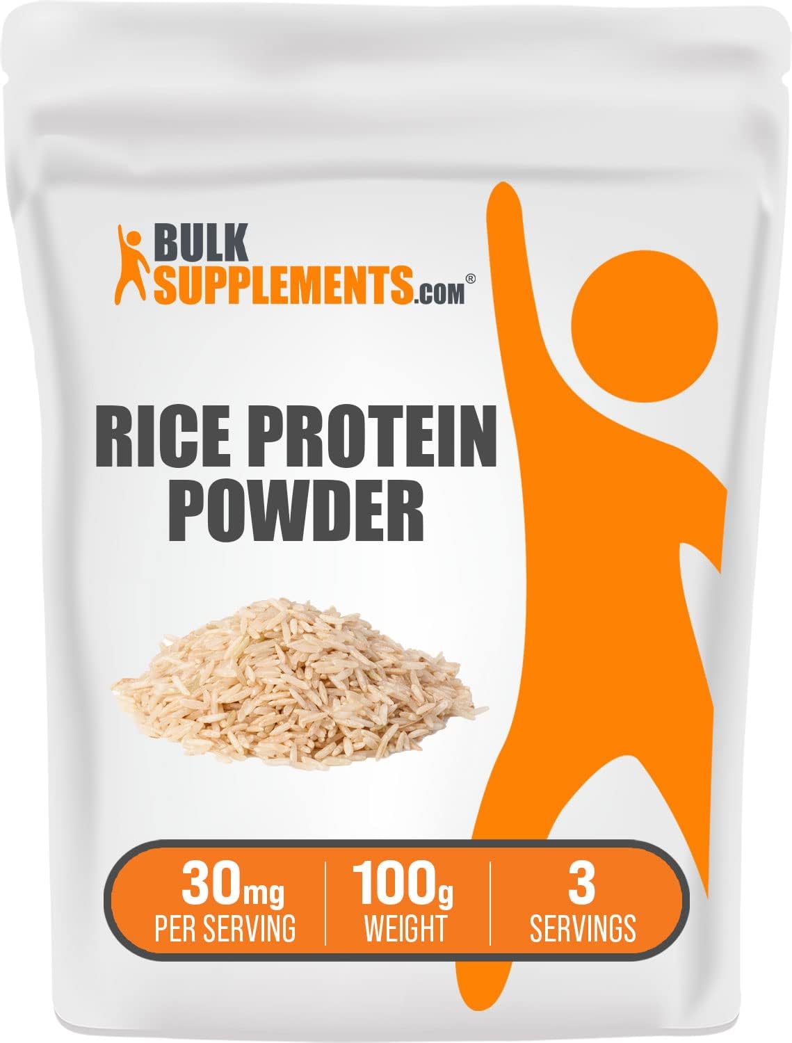 Organic Rice Protein Powder - Unflavored Plant Protein, Vegan & Gluten Free - 100g (3.5 oz) - BulkSupplements