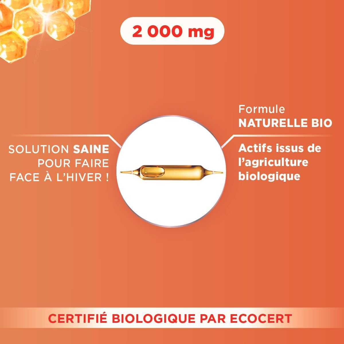 Organic Royal Jelly 2000mg Dietary Supplement with 20 Phials by Forté Pharma