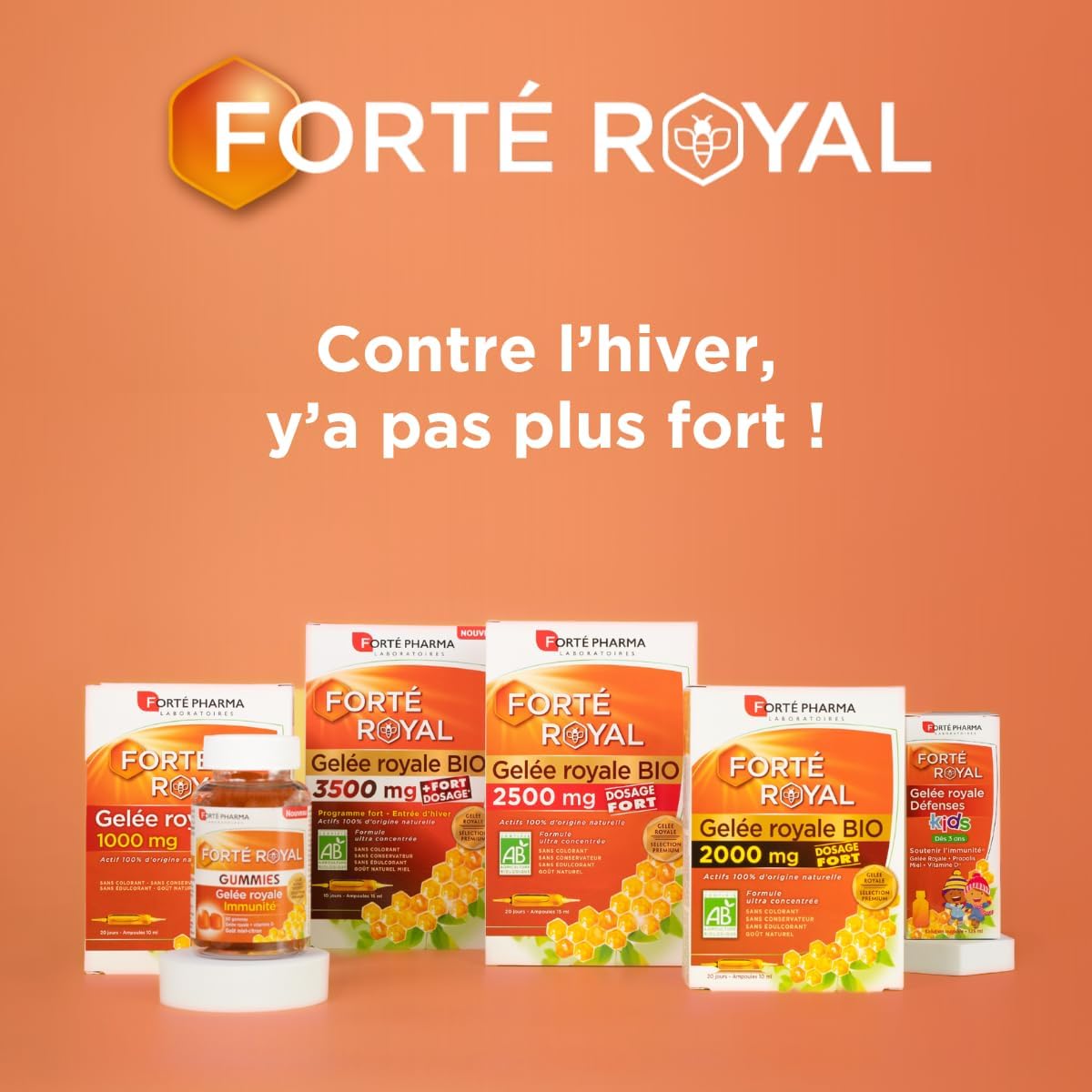 Organic Royal Jelly 2000mg Dietary Supplement with 20 Phials by Forté Pharma