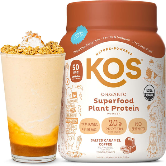 Organic Salted Caramel Coffee Vegan Protein Powder - Low Carb Pea Blend, Rich in Vitamins & Minerals - Keto, Dairy Free Meal Replacement - 15 Servings for Men & Women