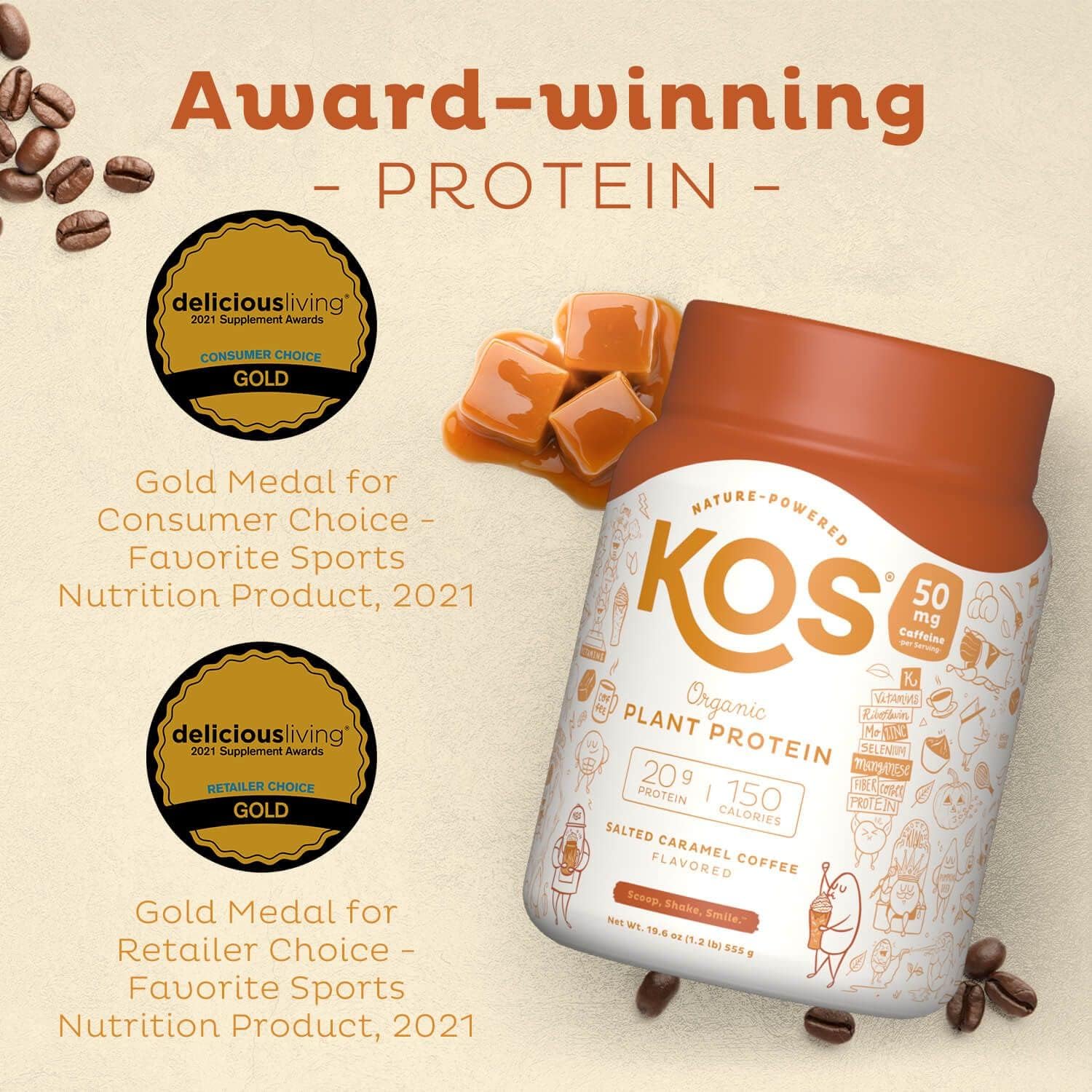 Organic Salted Caramel Coffee Vegan Protein Powder - Low Carb Pea Blend, Rich in Vitamins & Minerals - Keto, Dairy Free Meal Replacement - 15 Servings for Men & Women
