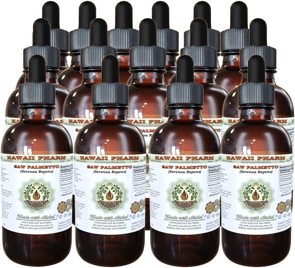 Organic Saw Palmetto Liquid Extract - Alcohol-Free Herbal Supplement (15x4 fl.oz) by Hawaii Pharm, USA
