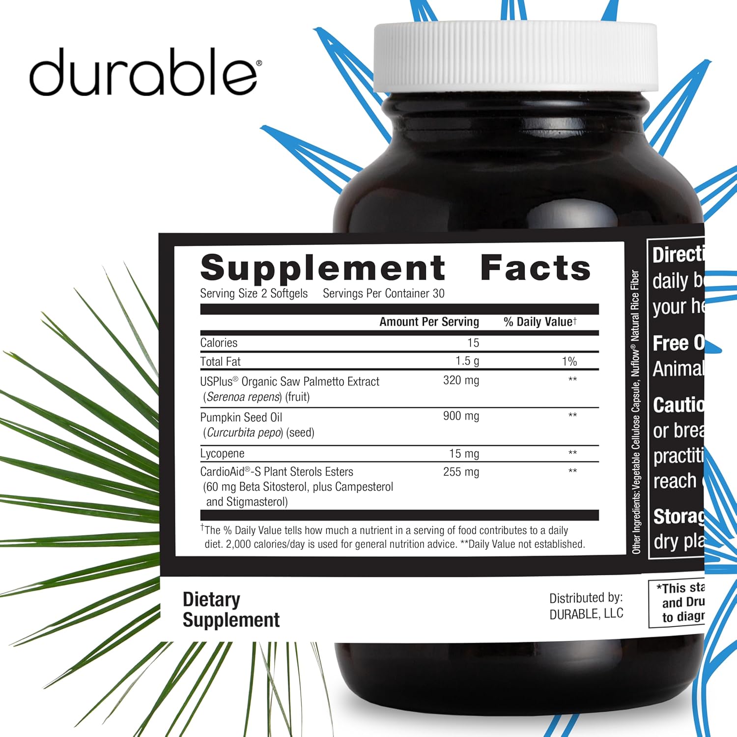 Organic Saw Palmetto Prostate Health Supplement - Doctor-Formulated with Beta-Sitosterol, Lycopene, and Pumpkin Seed - Made in USA - 30 Day Supply (60 Softgels)