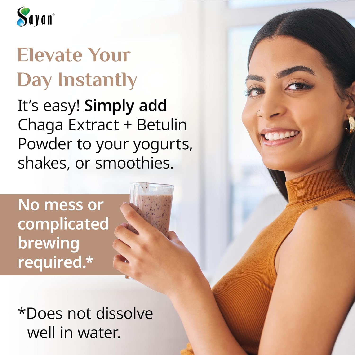 Organic Sayan Siberian Chaga Mushroom Extract with Betulin Powder - 2 oz Antioxidant Blend for Immune Support & Wellness - Mix with Yogurt or Smoothies