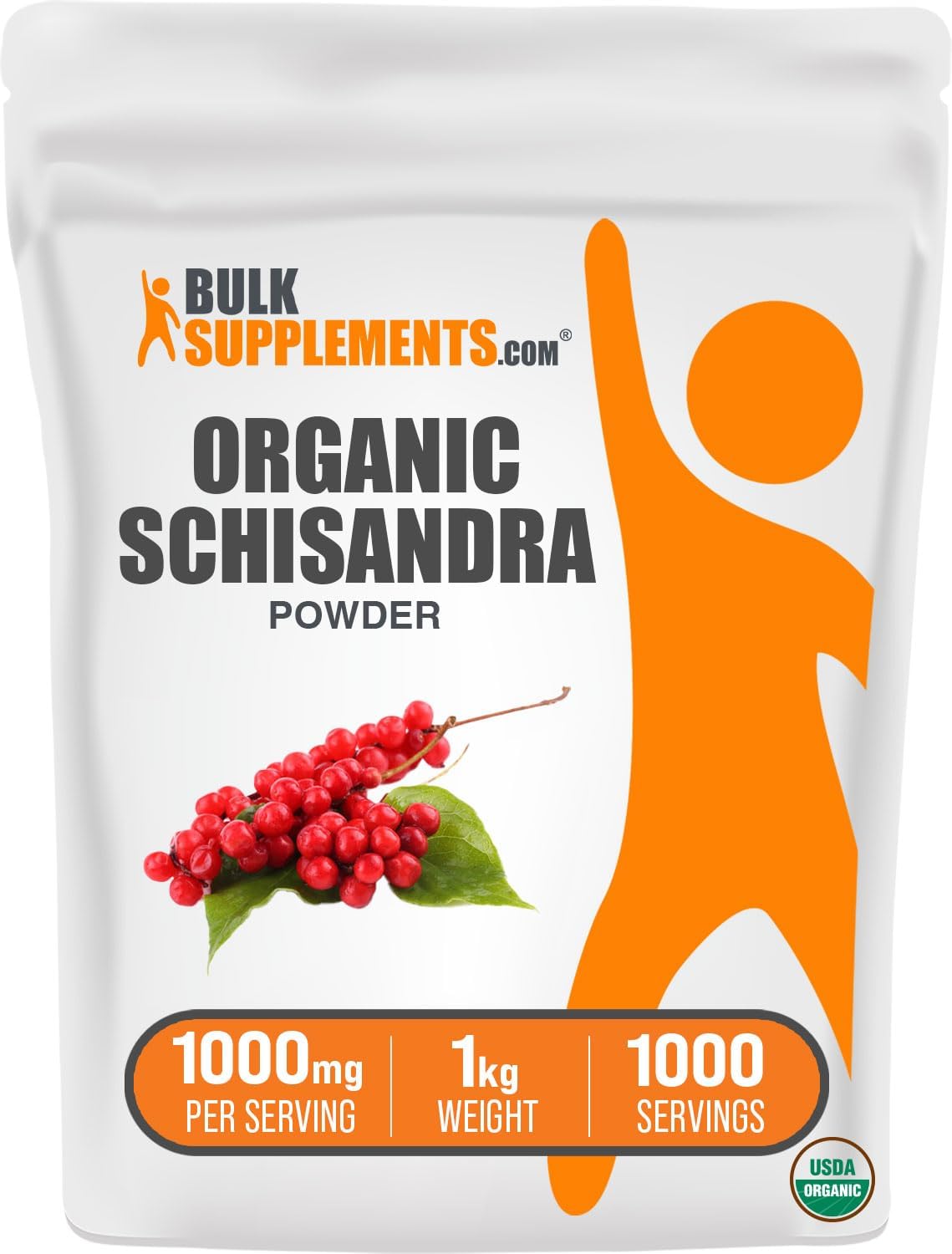 Organic Schisandra Powder - 1000mg per Serving, Gluten-Free Schisandra Supplement from Schisandra Berry - 1kg (2.2 lbs) Pack of 1 by BulkSupplements